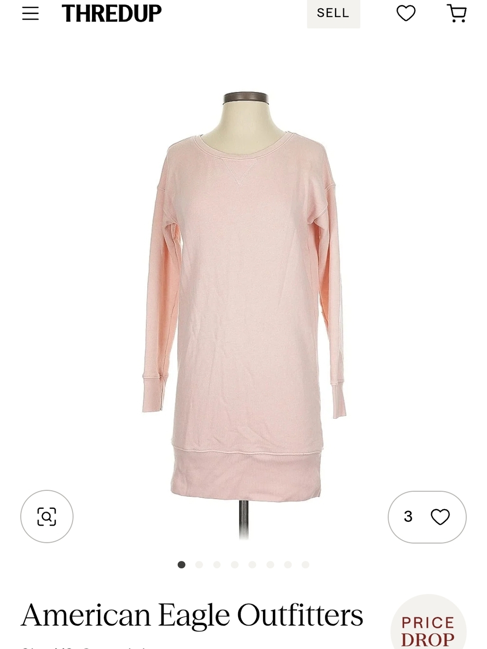 American Eagle Outfitters Pale Pink Crewneck Sweatshirt Dress NWT